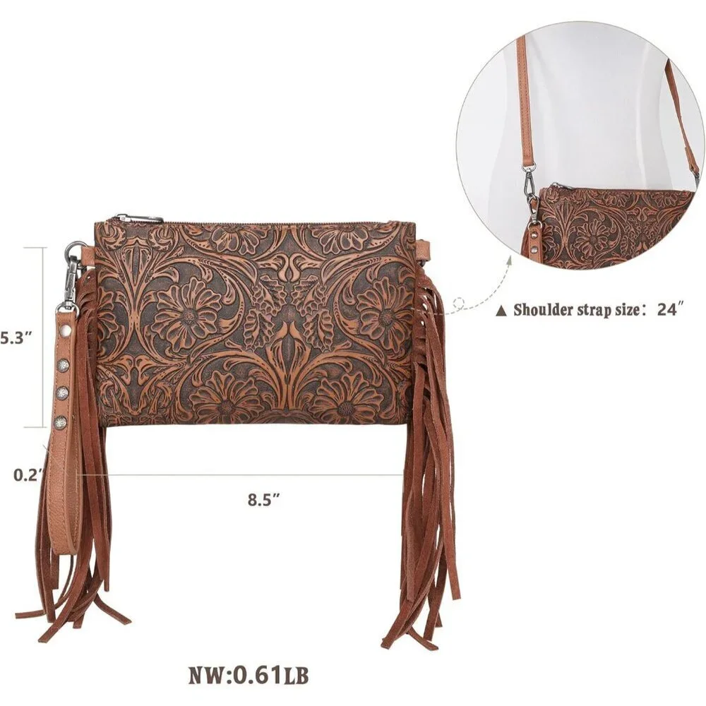 Western Leather Crossbody Bag Wallet Clutch for Women Compact & Functional